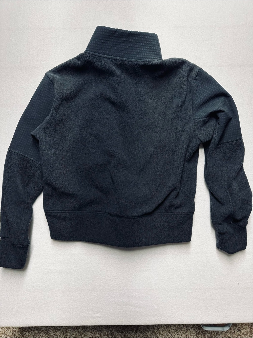Adidas Women’s Small Black Quarter‑Zip Fleece Pullover – Textured Upper Panel - Picture 3 of 4